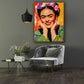 Quadro astratto frida con fiori e sorriso
