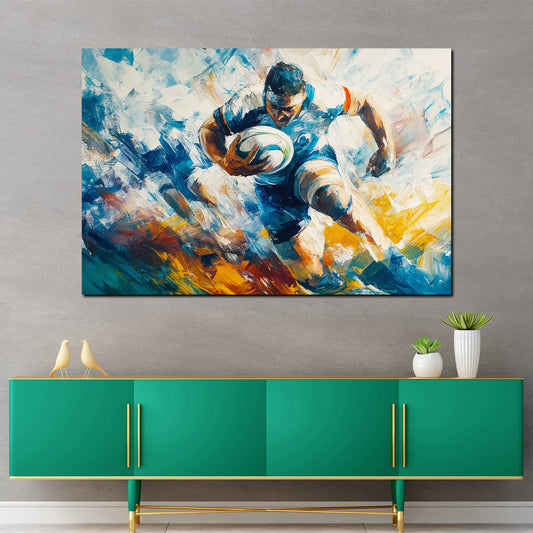 Quadro astratto giocatore di rugby moderno sportivo