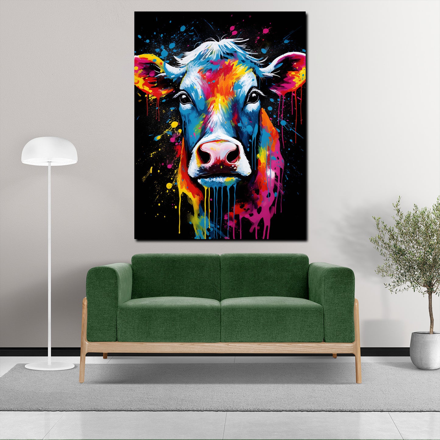 Quadro astratto mucca Pop Art