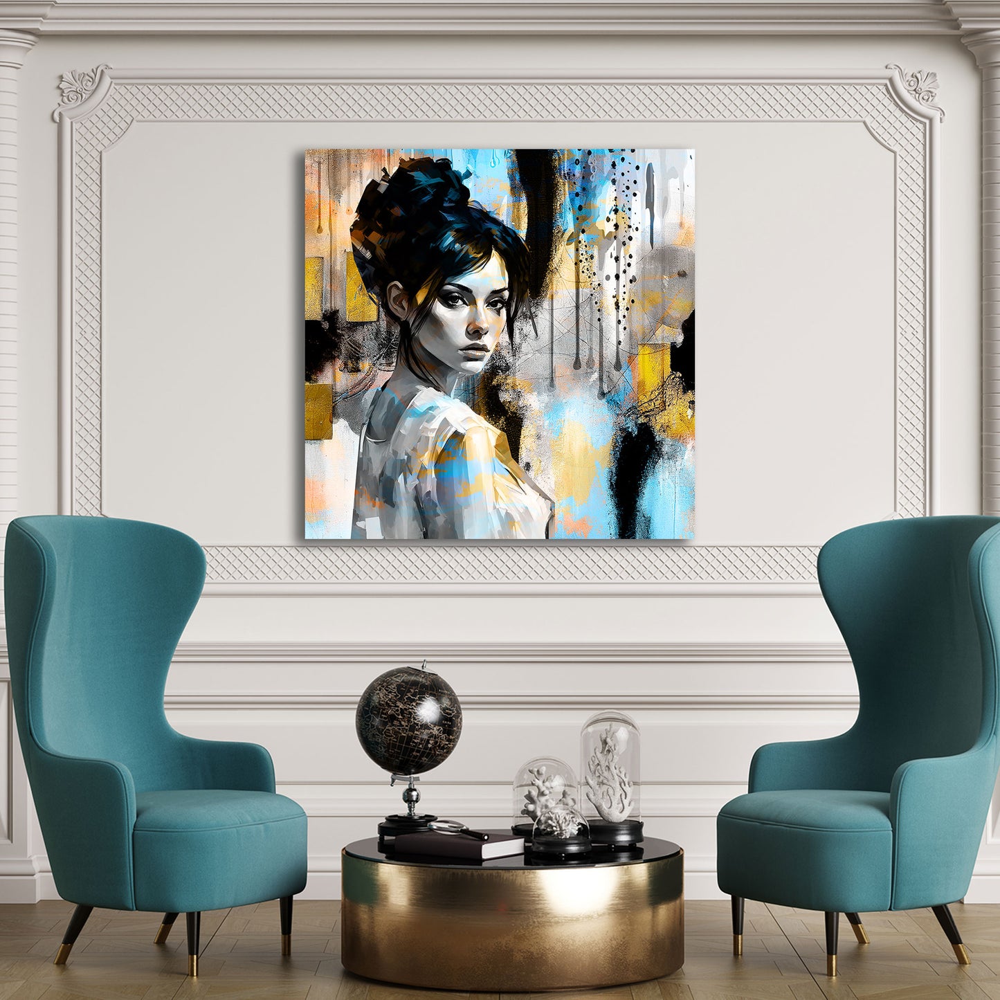 Quadro astratto ritratto femminile in stile moderno