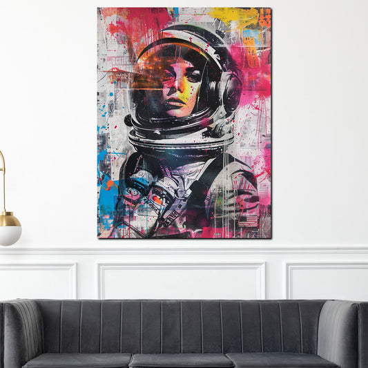 Quadro astronauta donna pop art colorata moderna