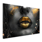 Quadro belle labbra dorate su sfondo nero