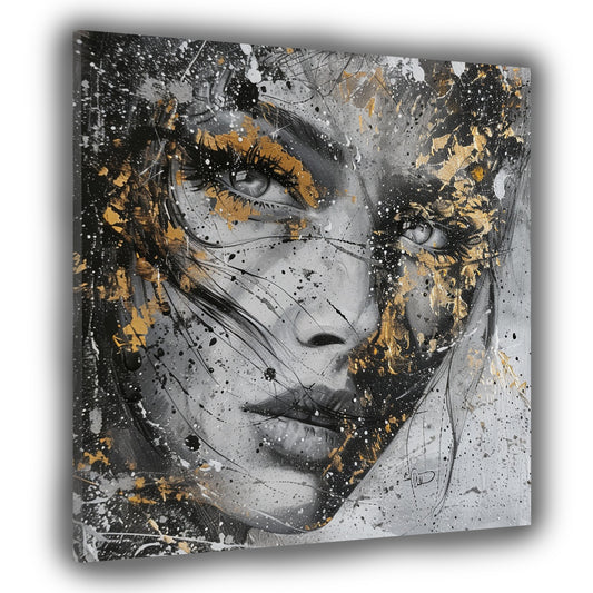 Quadro bellezza femminile con dettagli dorati