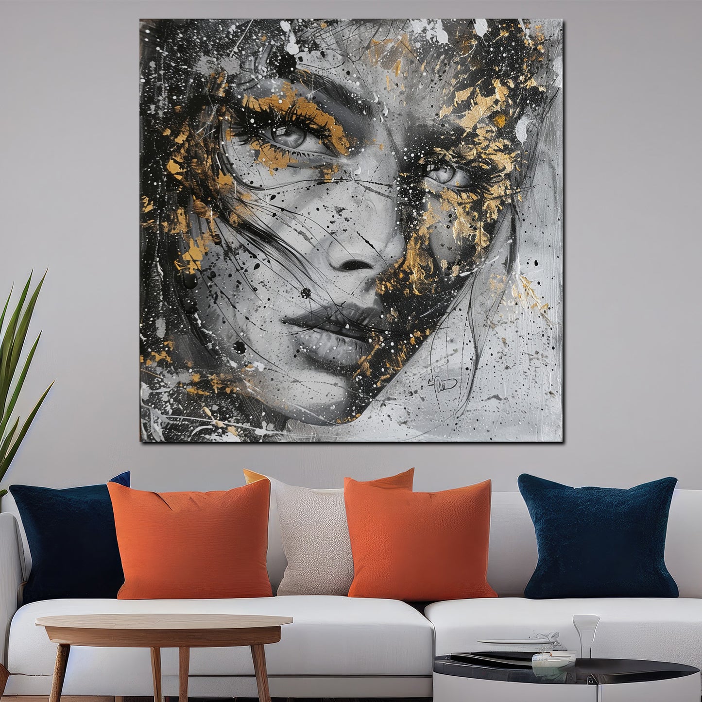 Quadro bellezza femminile con dettagli dorati