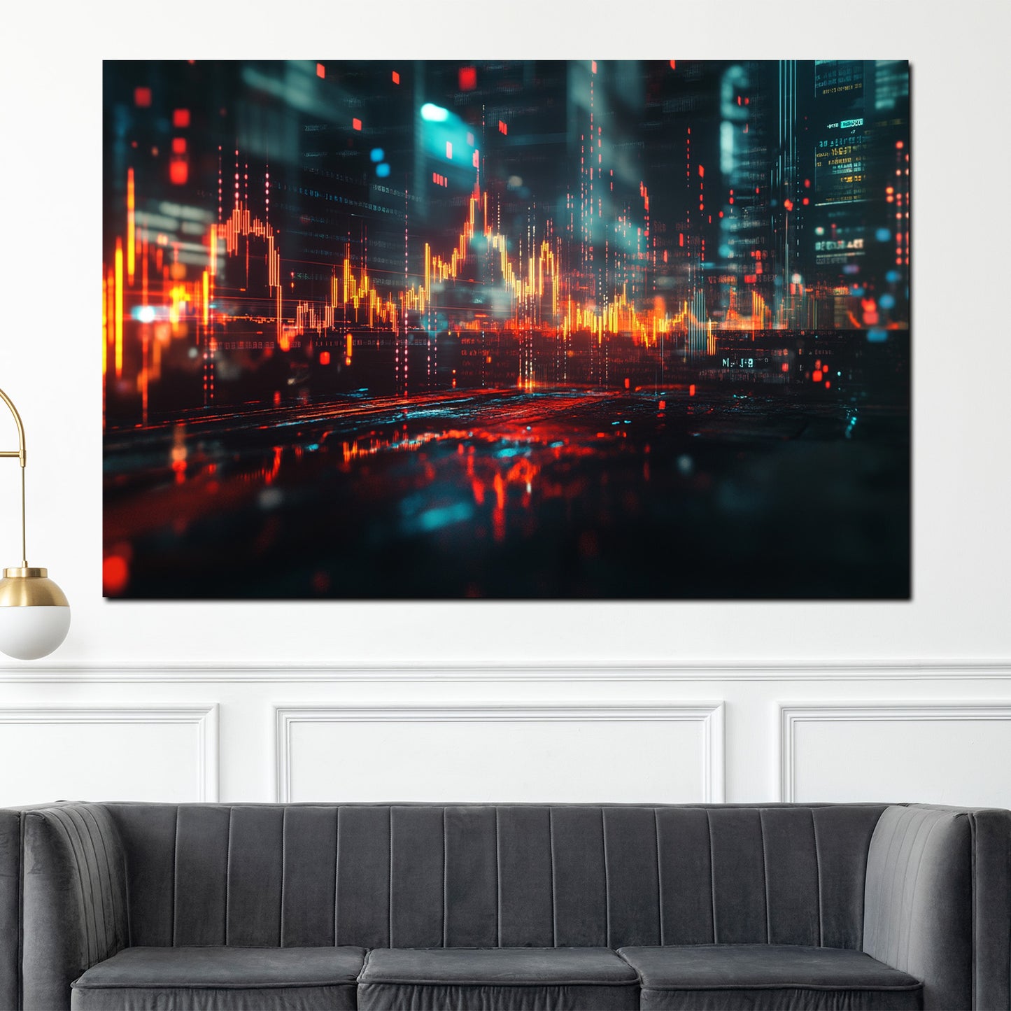 Quadro borsa crescita urbana mercati finanza tecnologia