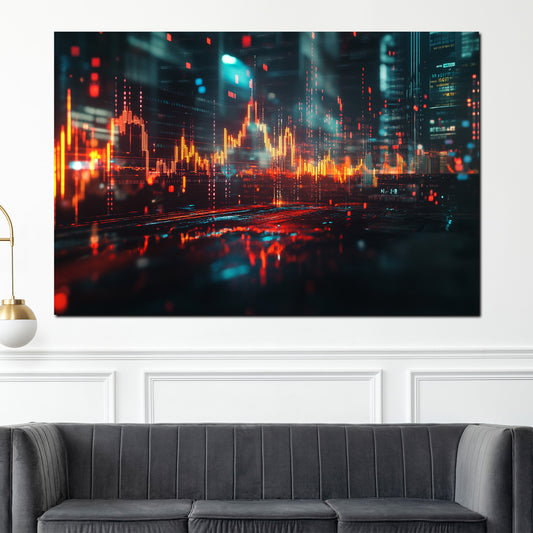 Quadro borsa crescita urbana mercati finanza tecnologia