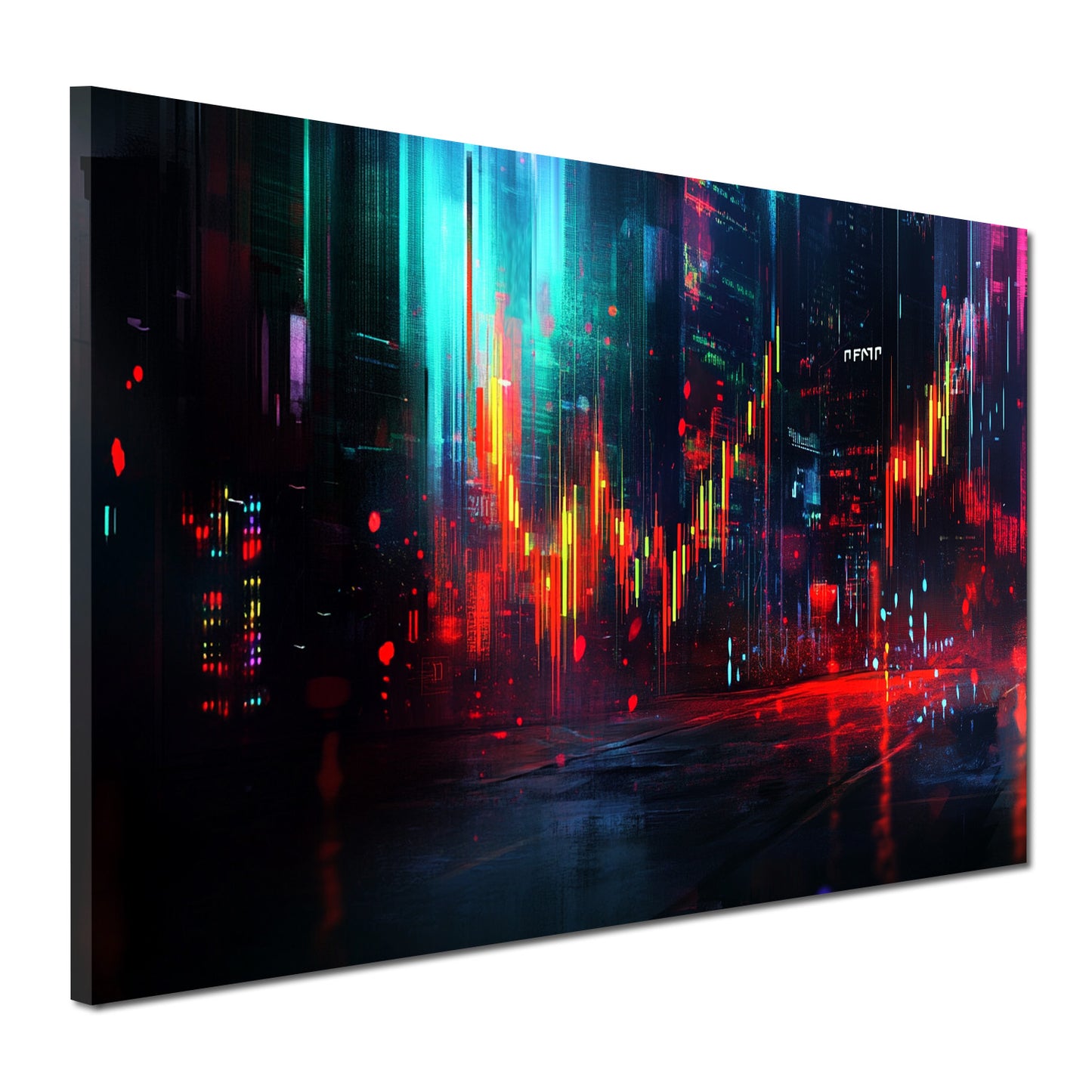 Quadro borsa luci neon città mercati dati moderni
