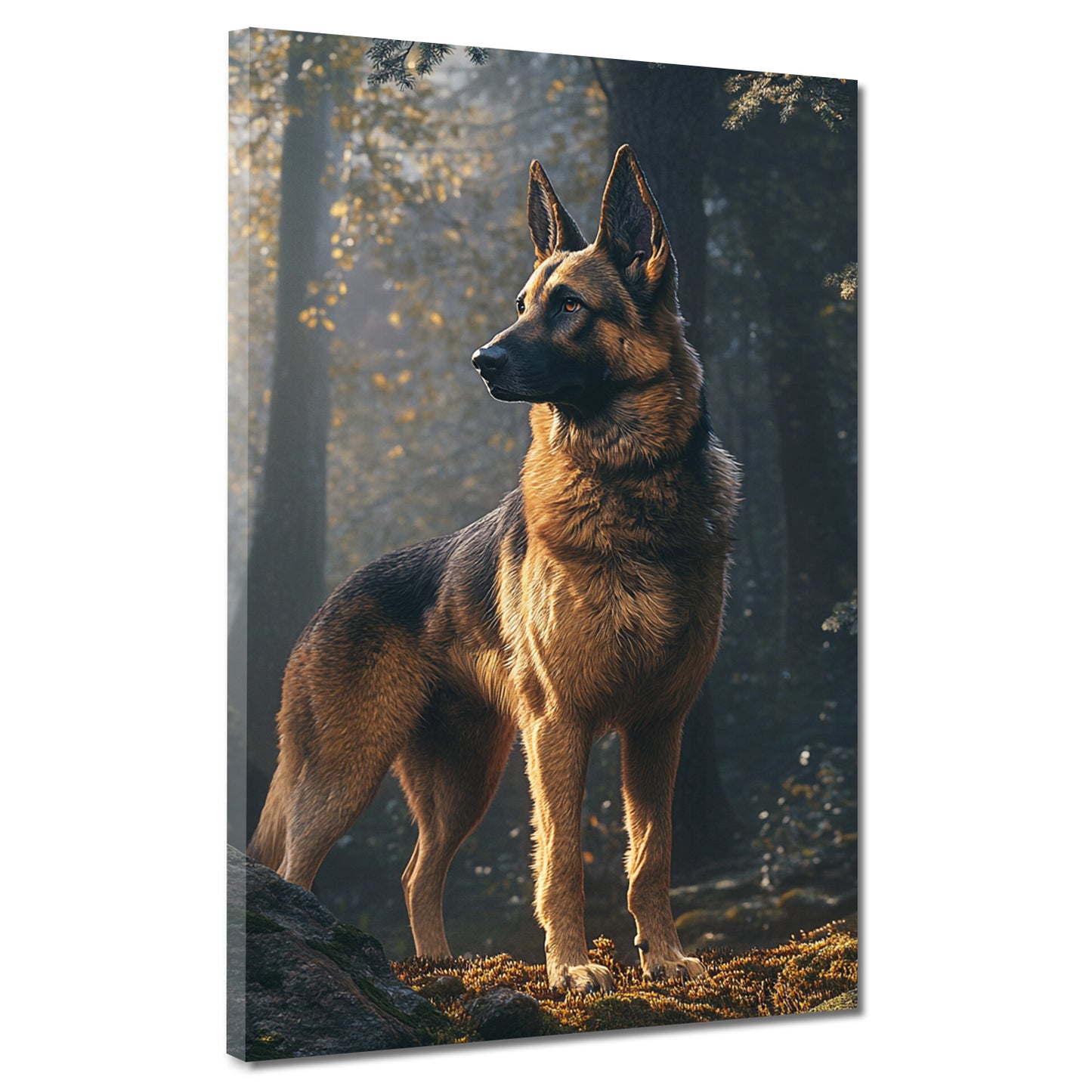 Quadro cane pastore foresta luce fedeltà forza natura