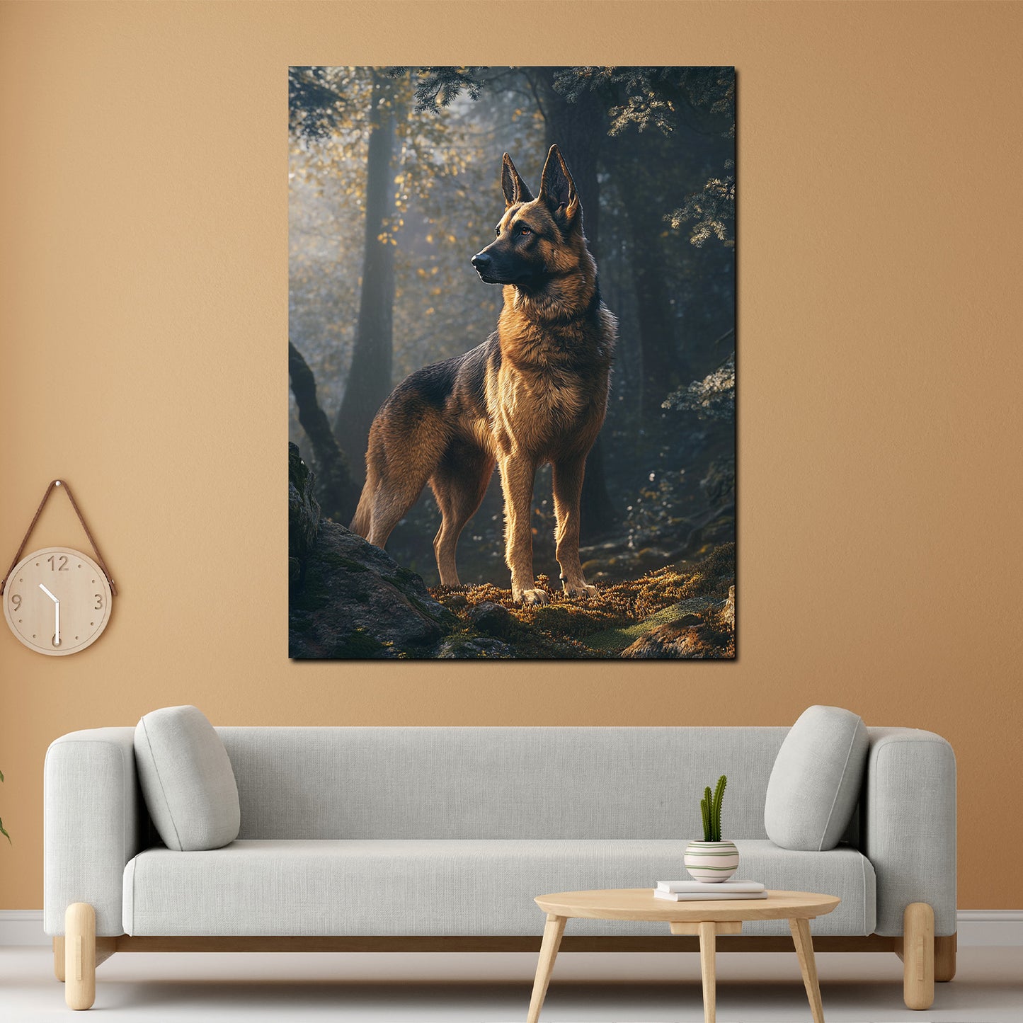 Quadro cane pastore foresta luce fedeltà forza natura