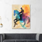 Quadro cavaliere su cavallo colorato moderno