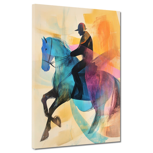 Quadro cavaliere su cavallo colorato moderno
