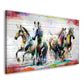 Quadro cavalli graffiti colorati in movimento