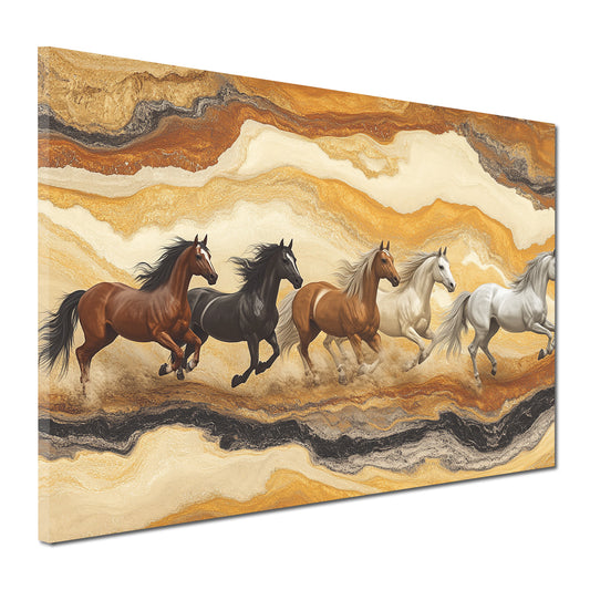 Quadro cavalli pittorici in corsa natura deserto dinamica moderno