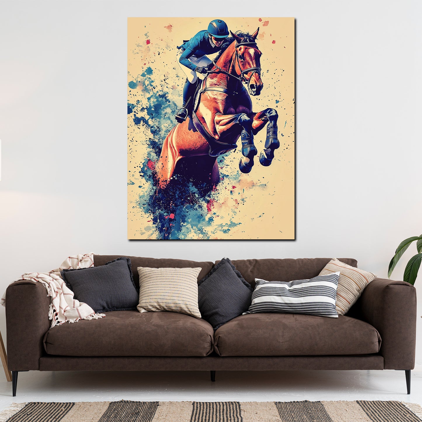 Quadro cavallo e cavaliere salto sportivo