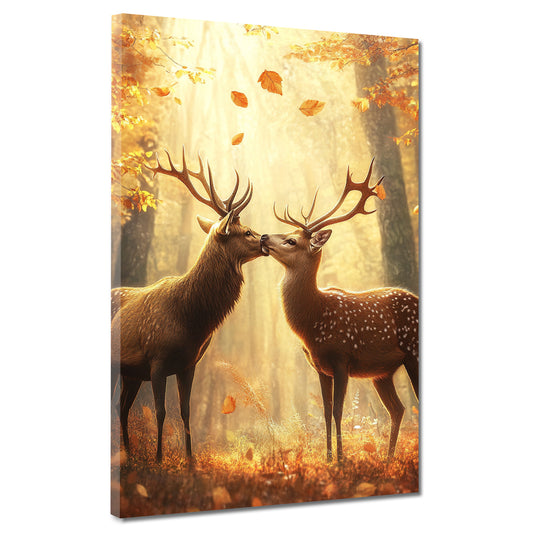 Quadro cervi foresta autunnale amore e natura