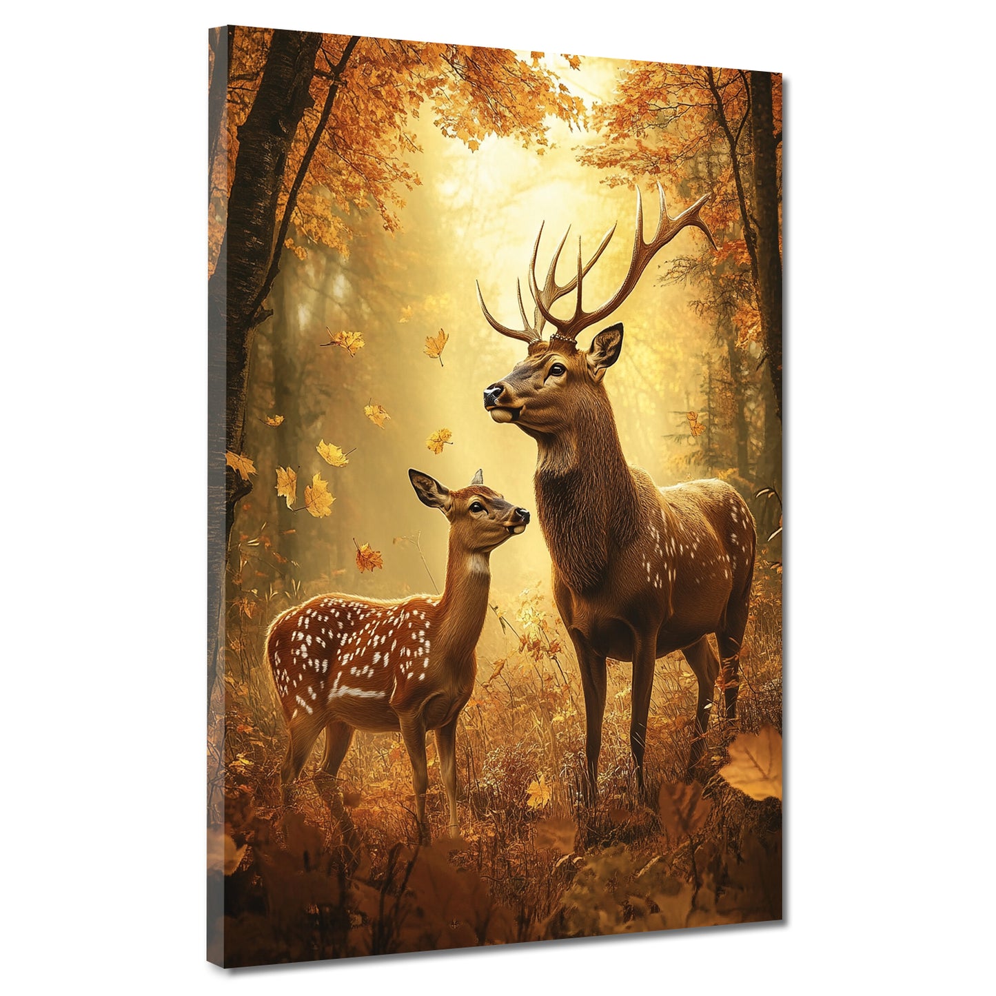 Quadro cervi coppia bosco autunno natura