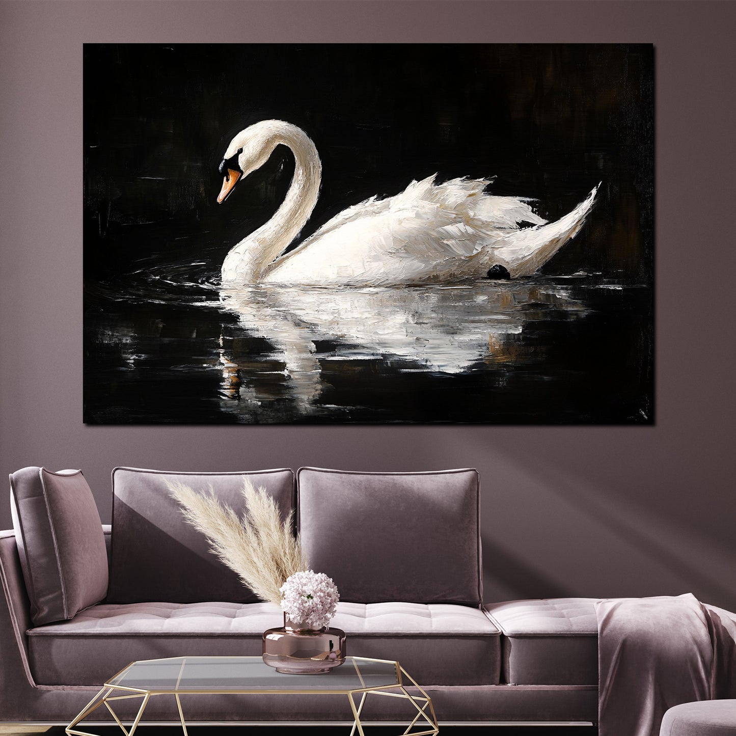 Quadro cigno bianco elegante natura stile moderno