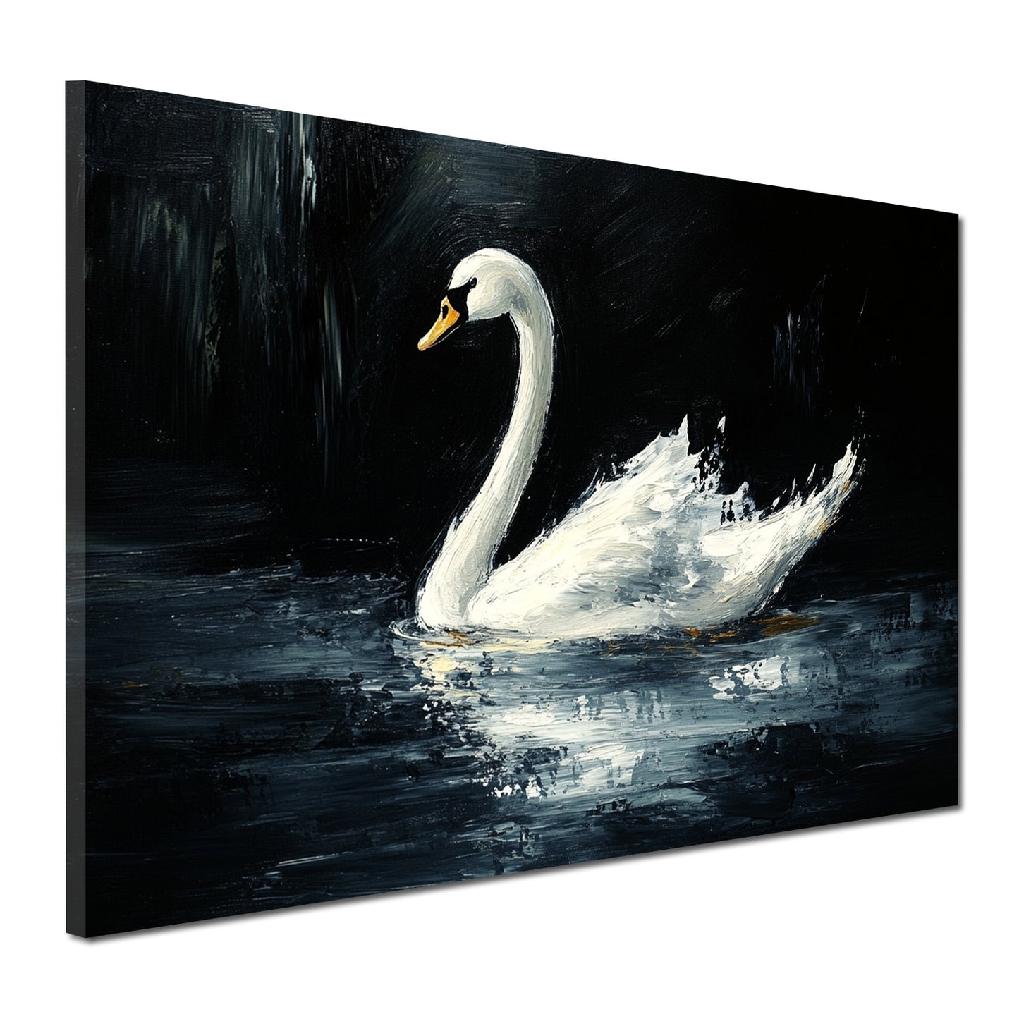 Quadro cigno bianco sull'acqua scura eleganza natura arte moderno