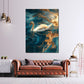 Quadro cigno elegante in'acqua oro blu magia eleganza moderno