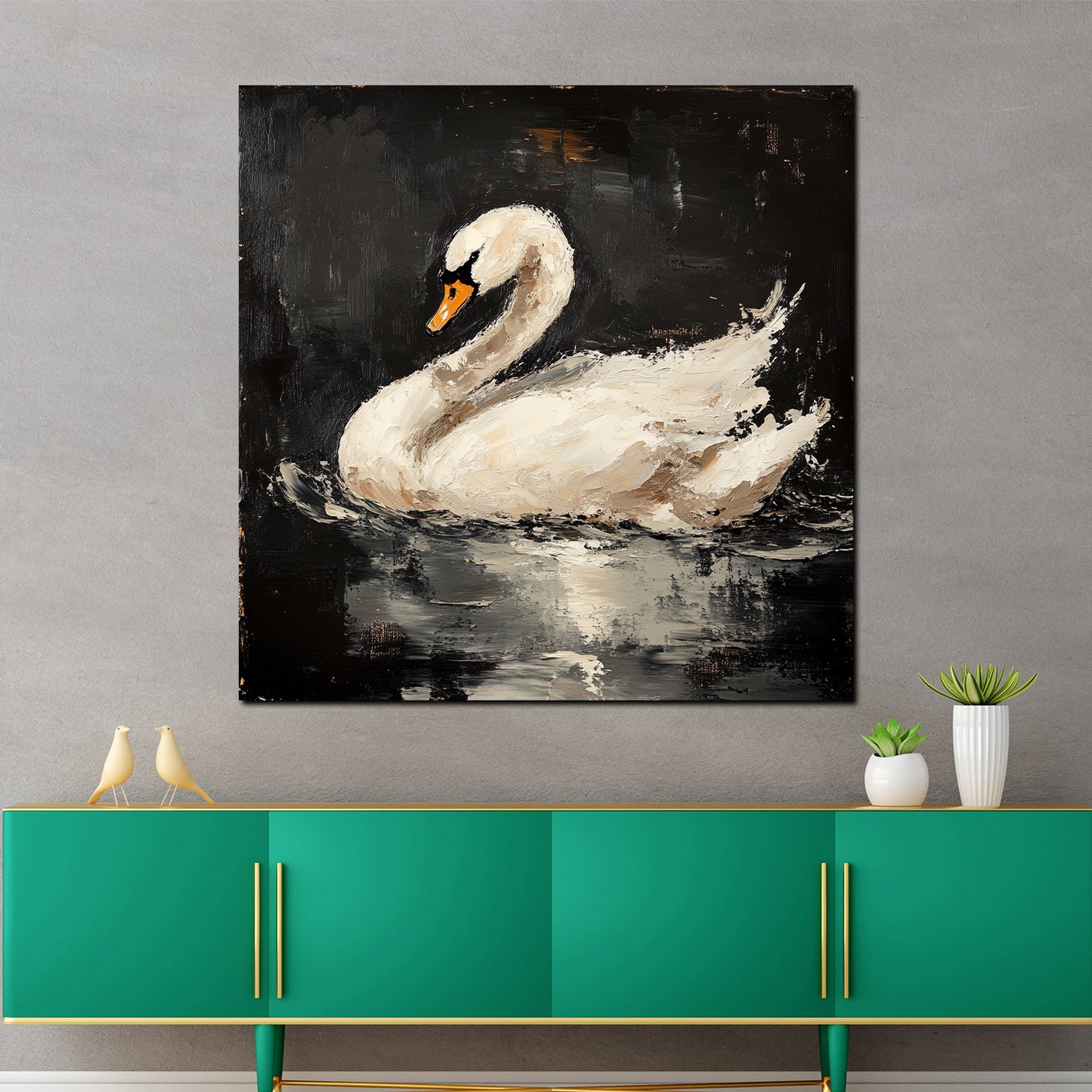 Quadro cigno elegante natura stile moderno