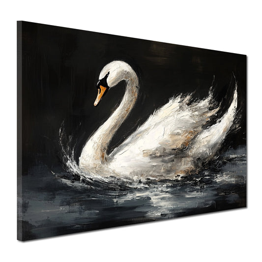 Quadro cigno elegante pittura fluida sull'acqua stile moderno