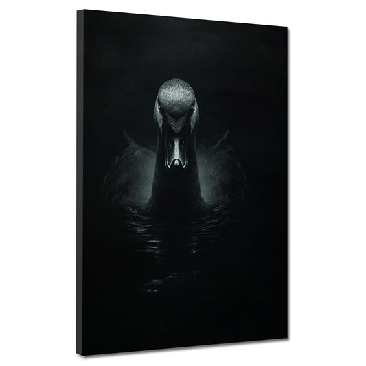 Quadro cigno nell'oscurità sull'acqua eleganza mistero moderno