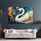 Quadro cigno pittorico con esplosione di colori eleganza dinamica astratto