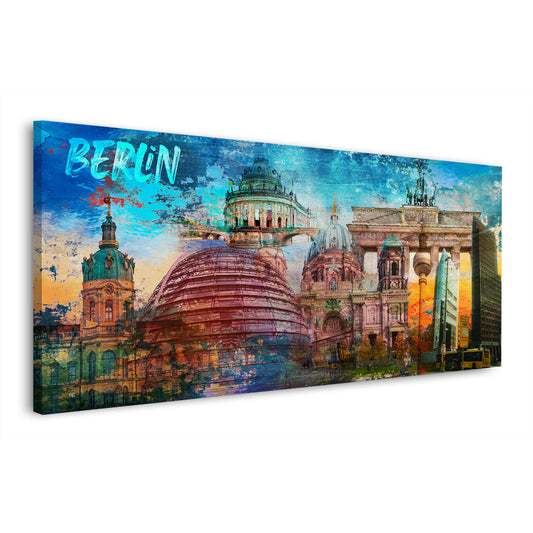 Quadro città Berlino edifici famosi pop art architettura