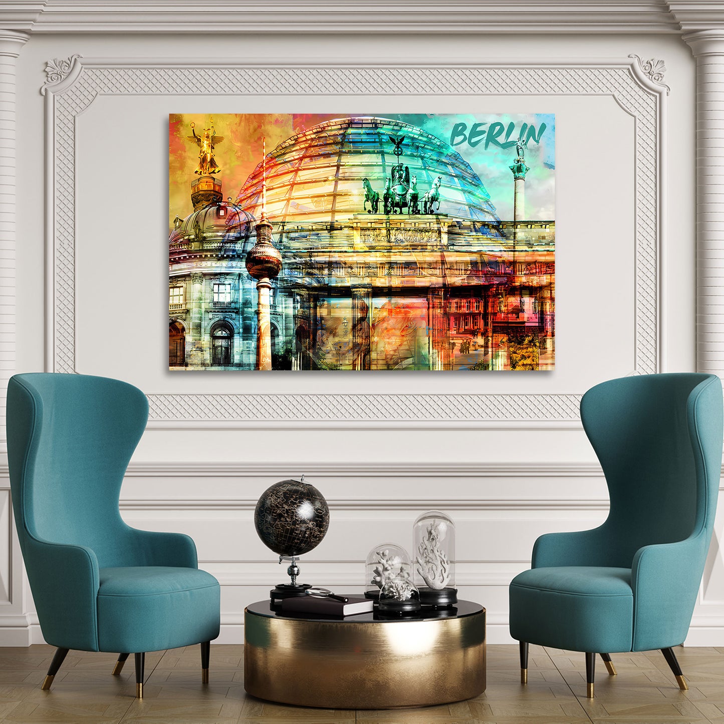 Quadro città Berlino pop art architettura monumenti colorato moderno