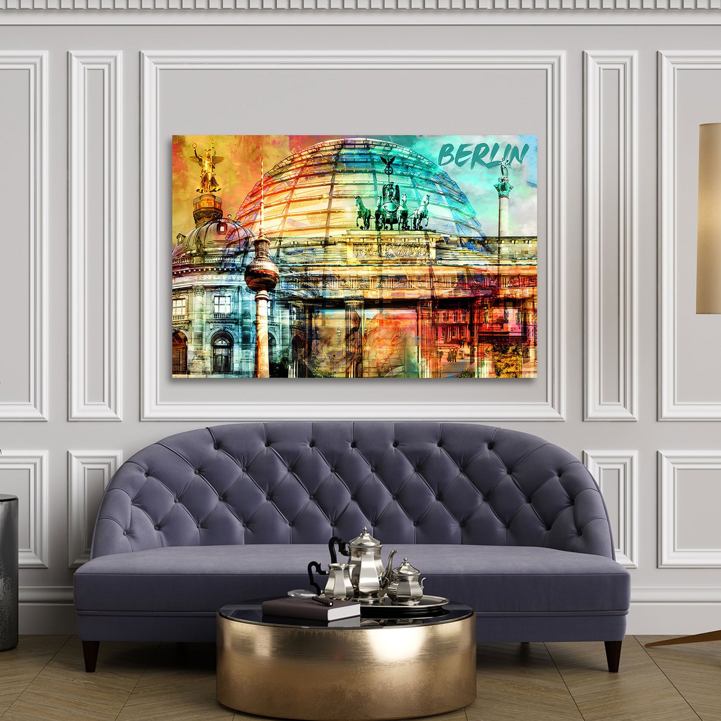 Quadro città Berlino pop art architettura monumenti colorato moderno
