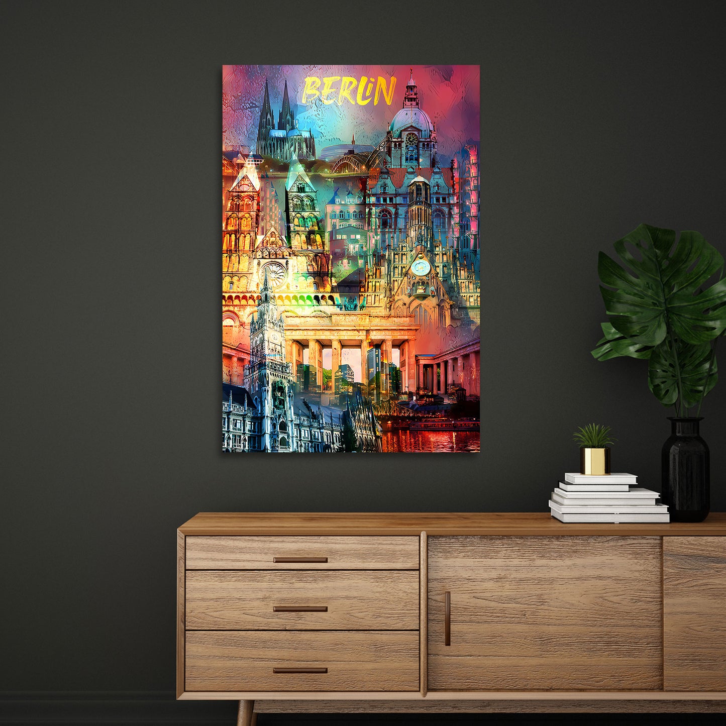 Quadro città Berlino pop art monumenti architettura vivace e moderna