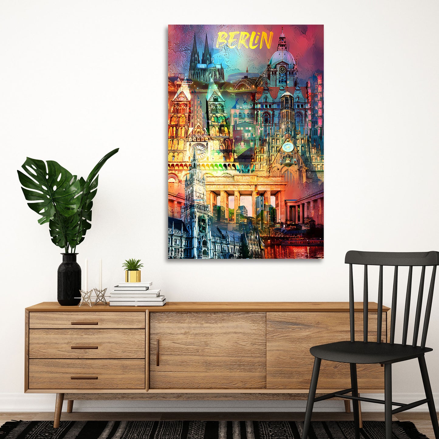 Quadro città Berlino pop art monumenti architettura vivace e moderna