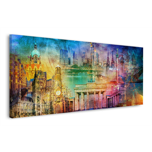 Quadro città Germania collage pop art monumenti architettura moderna