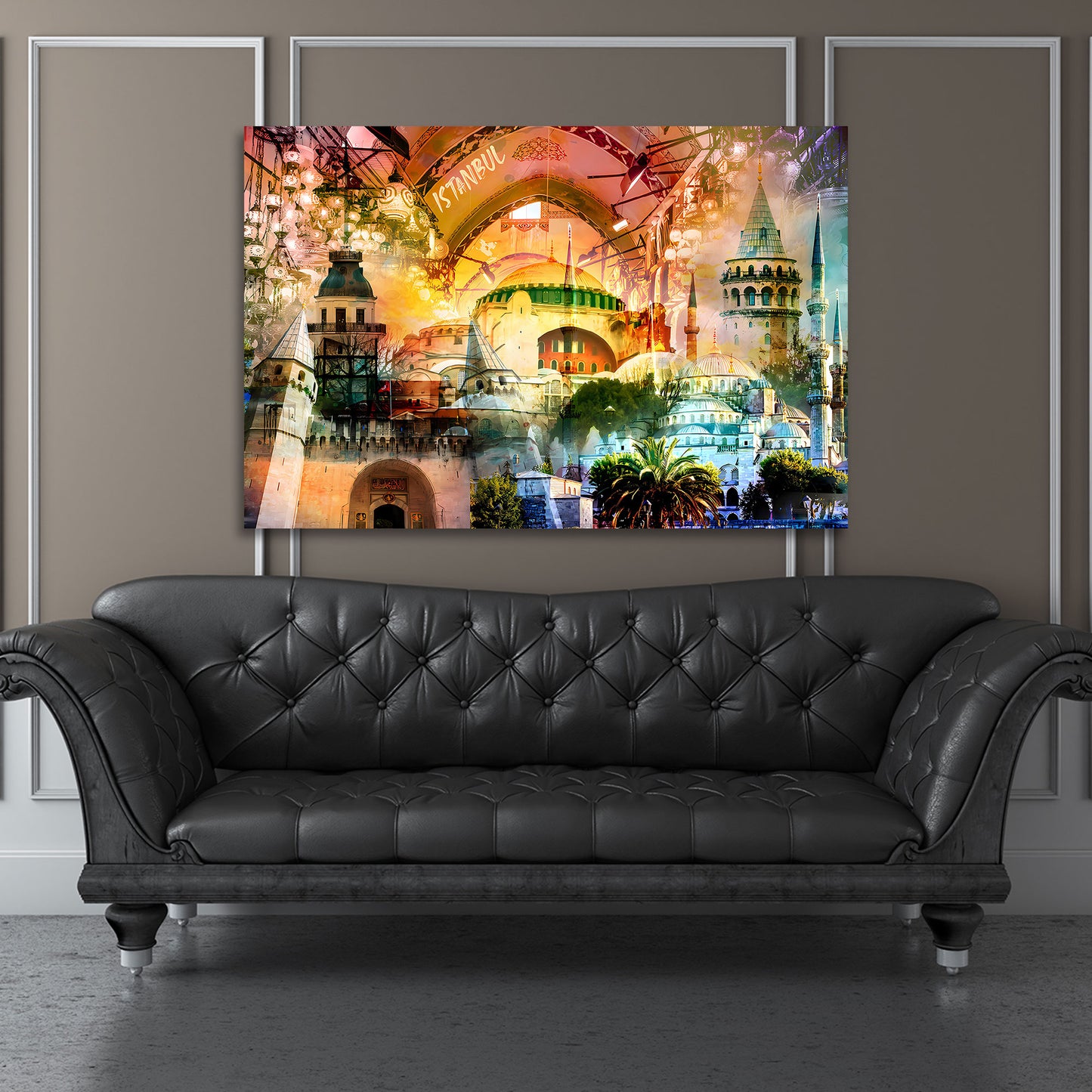 Quadro città Istanbul architettura monumenti pop art orientale