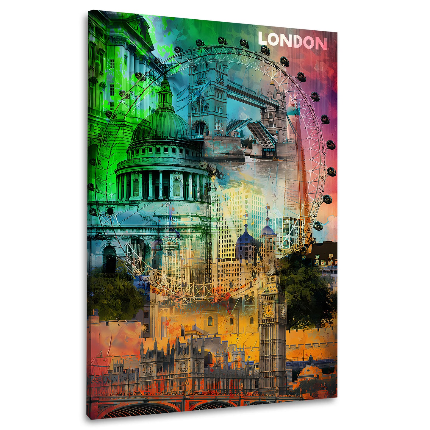 Quadro città Londra pop art attrazioni famose