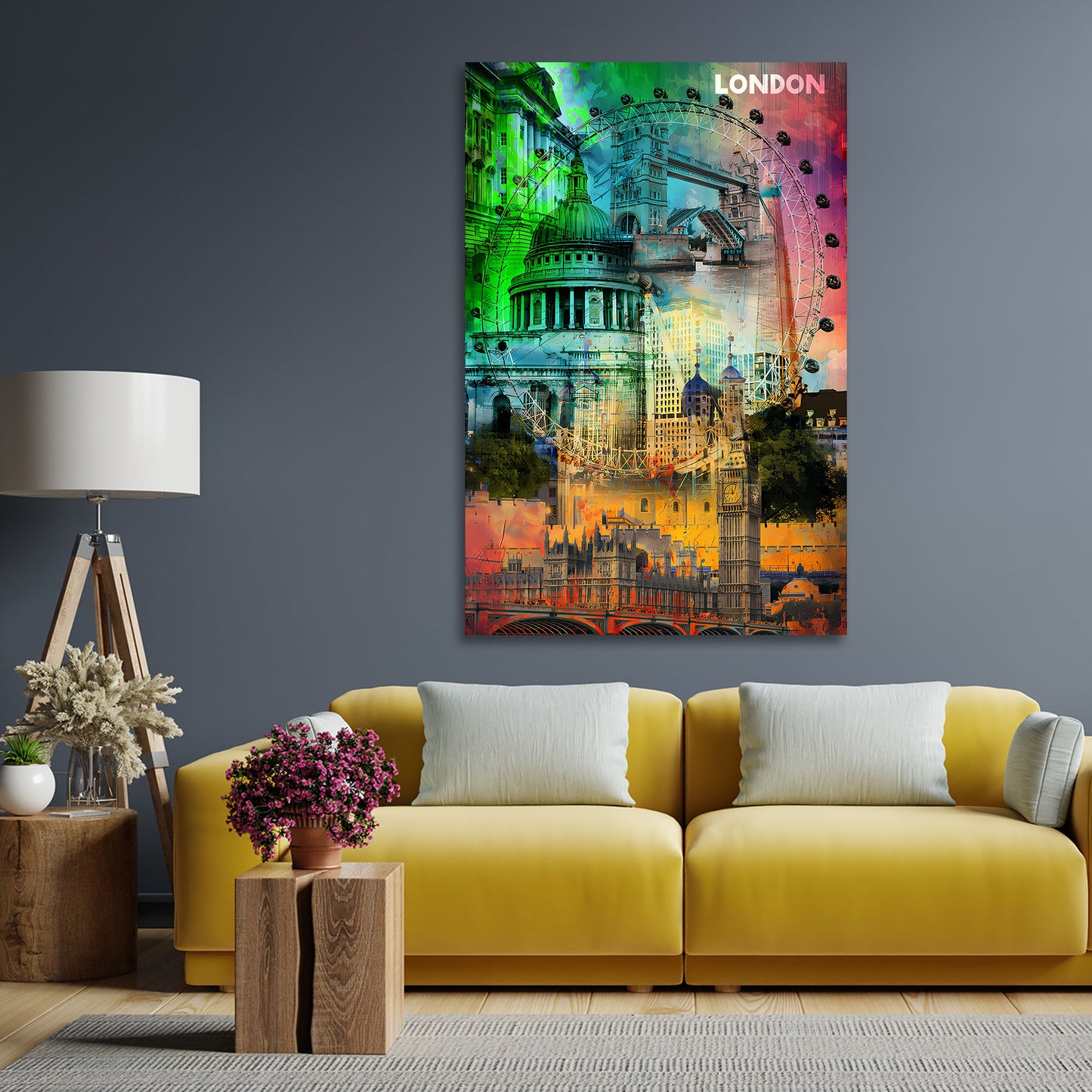 Quadro città Londra pop art attrazioni famose