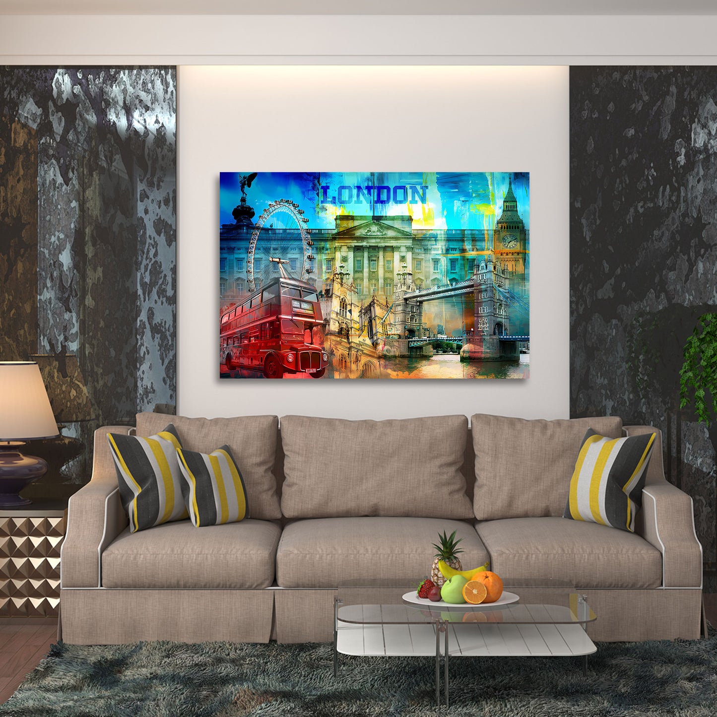 Quadro città Londra pop art monumenti famosi