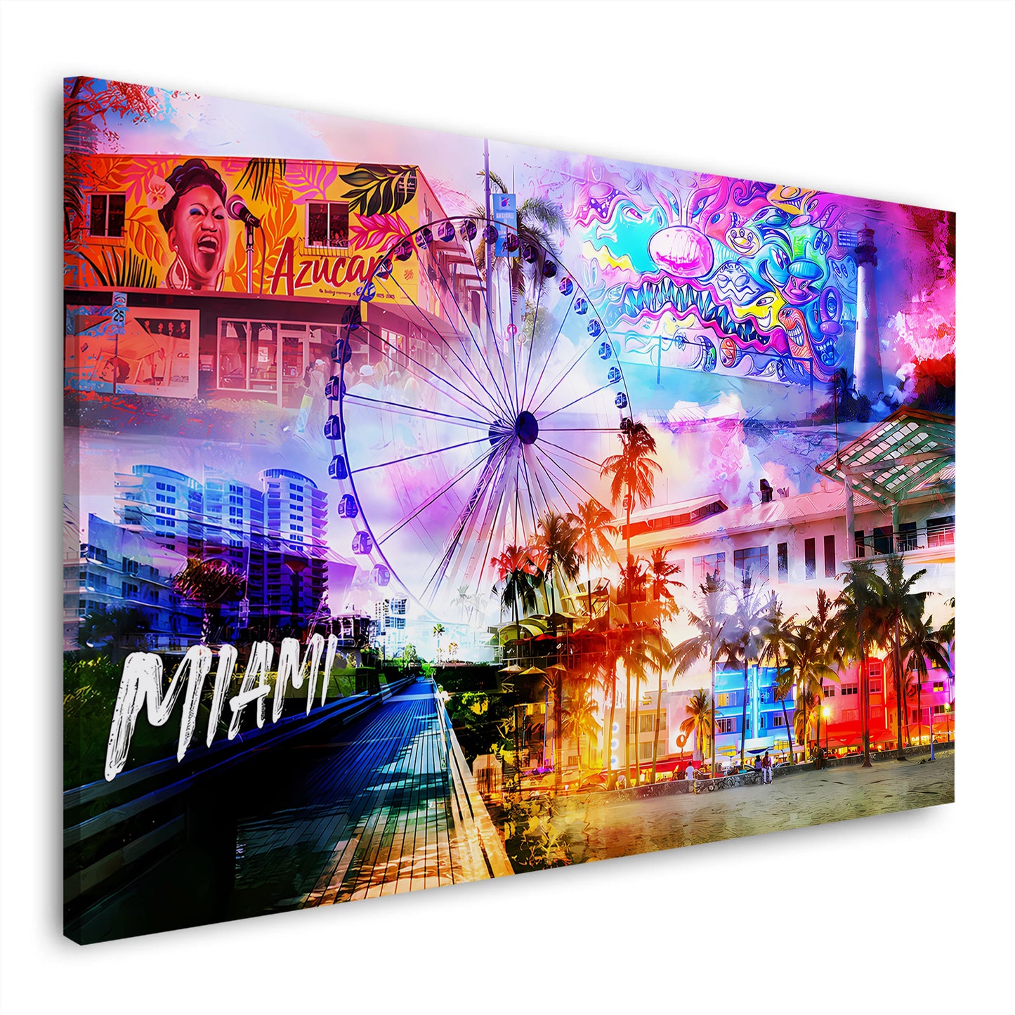 Quadro città Miami pop art USA palme