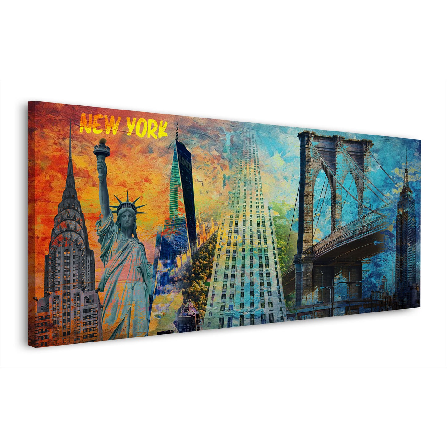 Quadro città New York skyline statua della libertà architettura moderna colorata