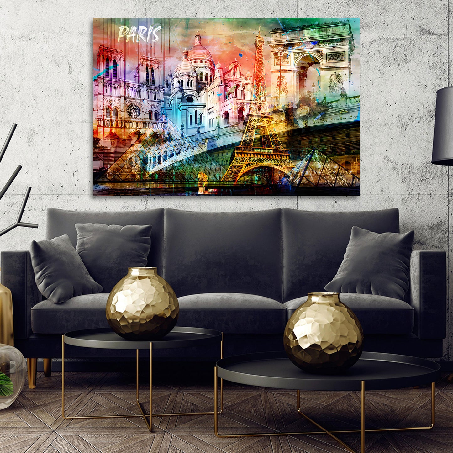 Quadro città Parigi attrazioni famose torre eiffel