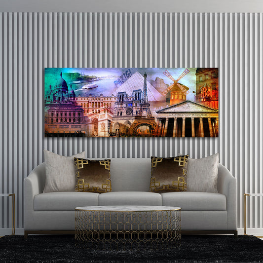 Quadro città Parigi monumenti pop art