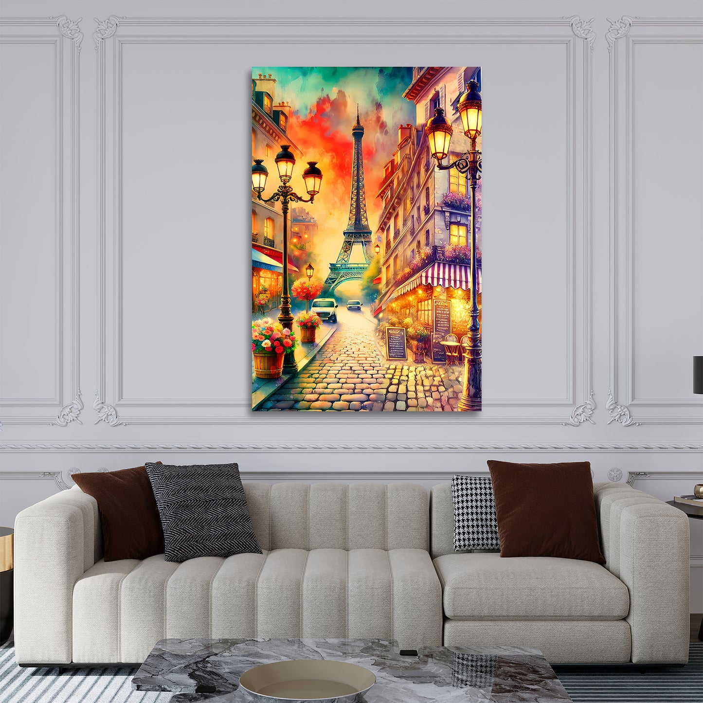 Quadro città Parigi strada torre eiffel atmosfera romantica