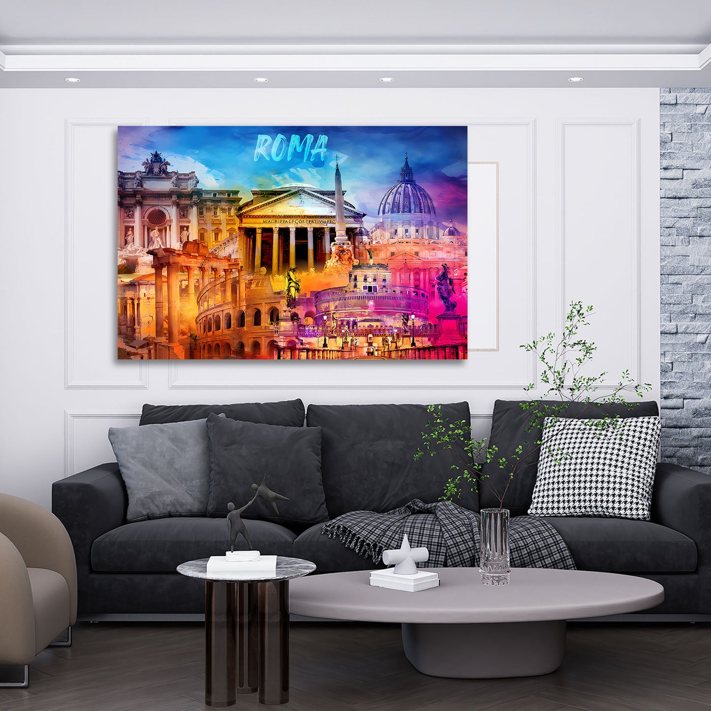 Quadro città Roma architettura monumenti storici colosseo san pietro