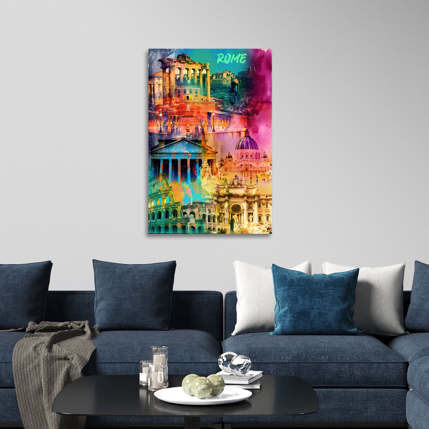 Quadro città Roma arte rovine classiche cupole