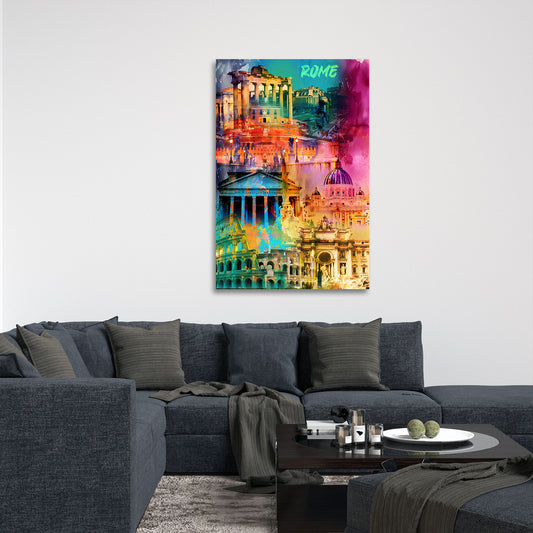 Quadro città Roma arte rovine classiche cupole