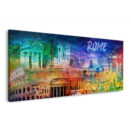 Quadro città Roma monumenti colosseo architettura