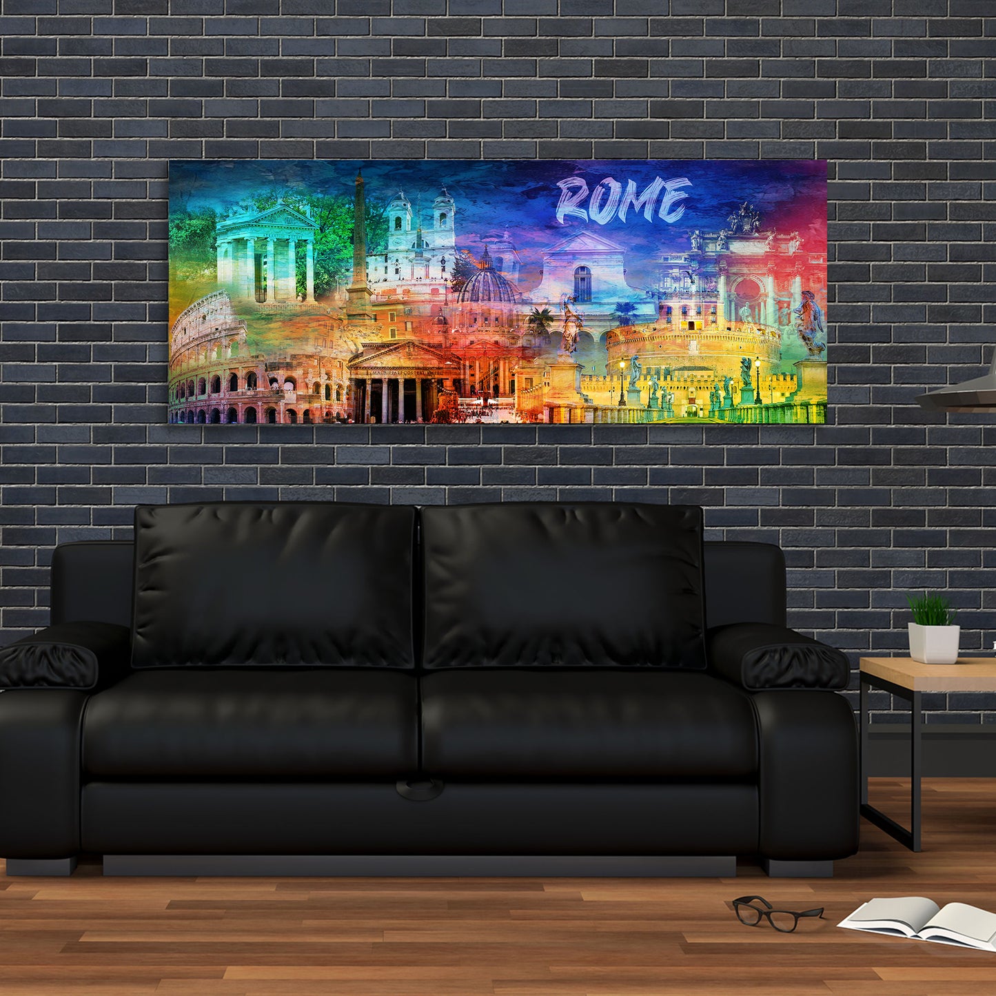 Quadro città Roma monumenti colosseo architettura