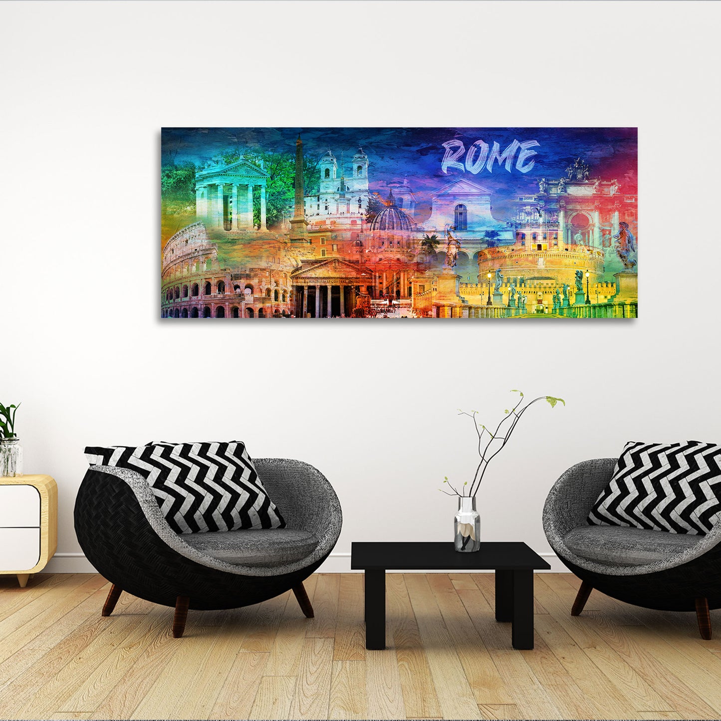 Quadro città Roma monumenti colosseo architettura