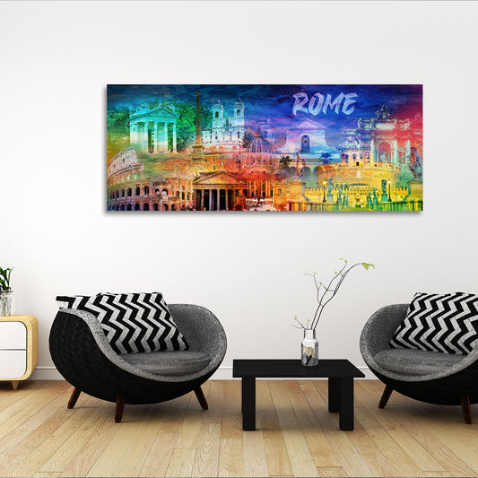 Quadro città Roma monumenti colosseo architettura