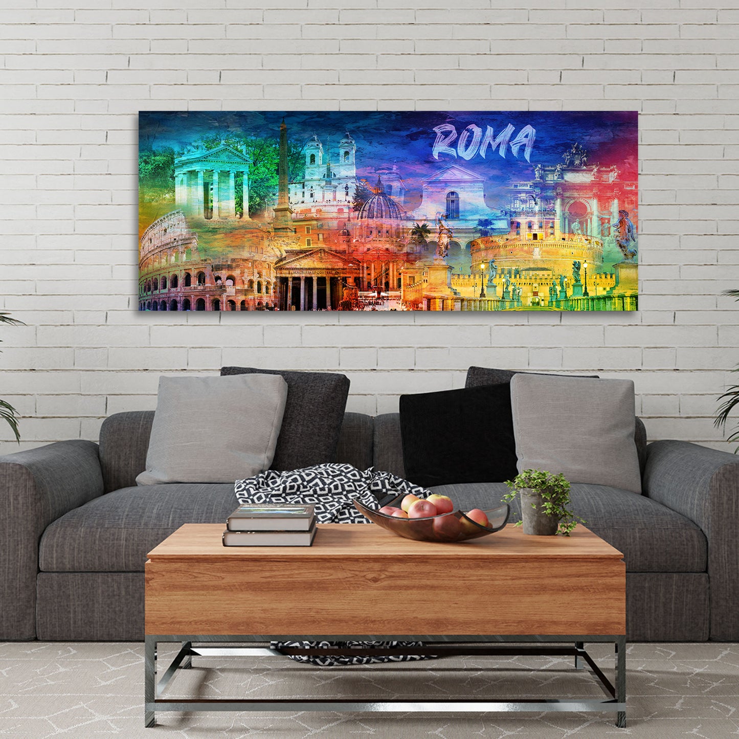 Quadro città Roma monumenti famosi colosseo san pietro architettura moderna